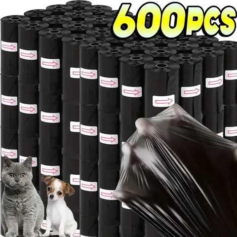 15/600개입 강아지 배변봉투 일회용 애완동물 배변봉투 강아지 배변봉투 디자인 애완동물 배변 청소용 봉투 디스펜서 도구