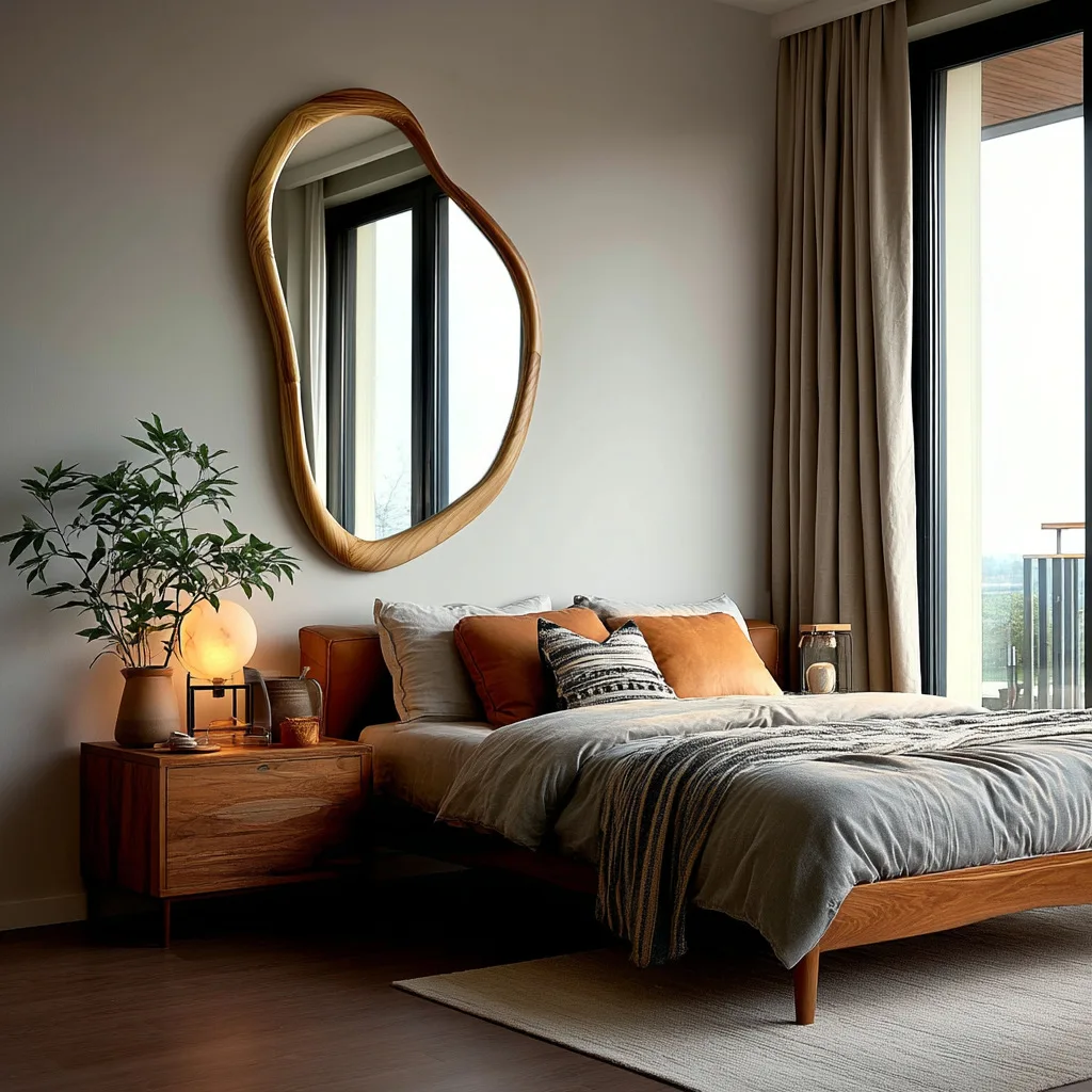 مرآة على شكل خاص من المانجو في العصور الوسطى، مرآة كاملة الطول مثبتة على الحائط، مثبتة على الحائط