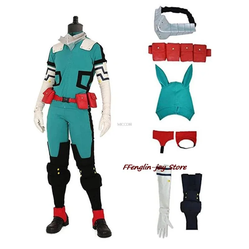 Kostum Cosplay Izuku Deku Battle Academia Unisex Set Wig Rambut Anime Ukuran XXXL 2025 yiyi Hero Midoriya