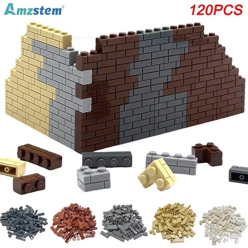 

120/100pcs Building Blocks 1x2 1x3 1x4 L Dots Wall Bricks MOC House Building Blocks Accessories Construction Toys for Children