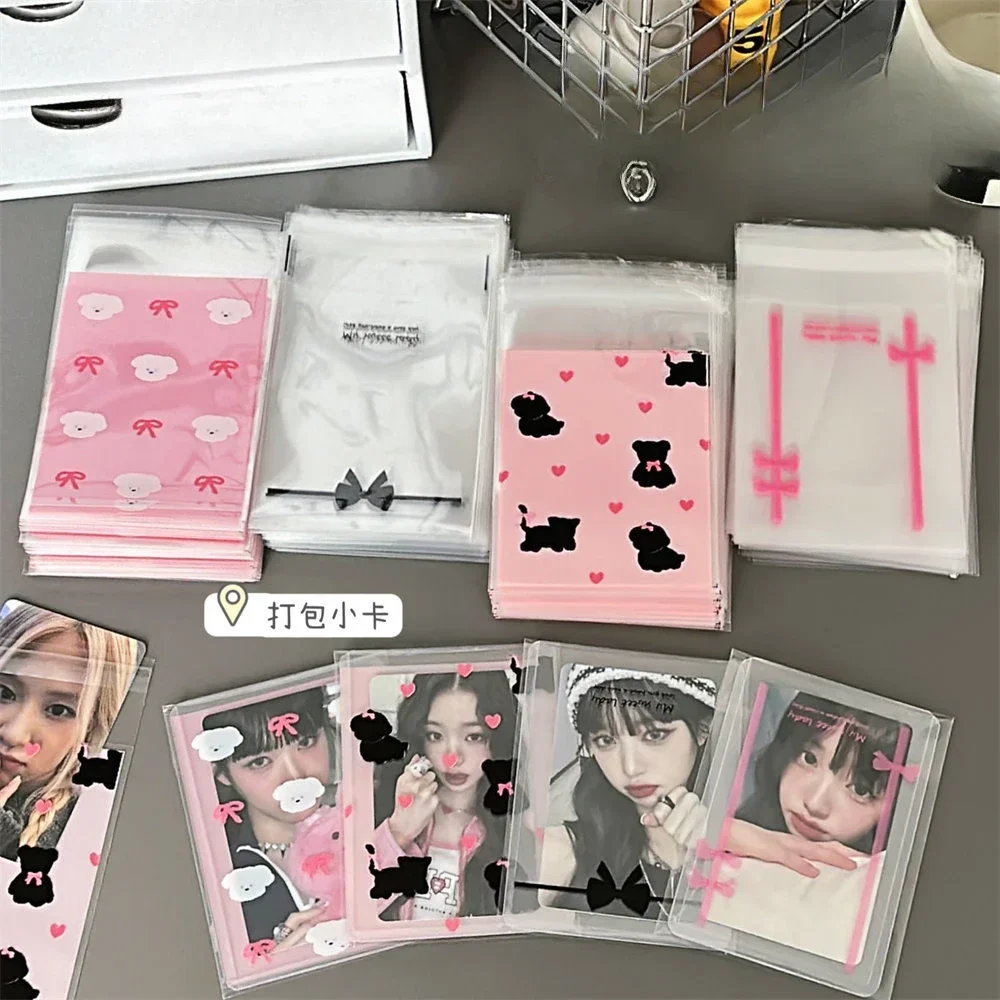 

50sheets/set Kpop Idol Photo Card Holder Bag Protector Game Card Film Organizer Sleeve Kawaii Self-adhesive Cards Packaging Bag