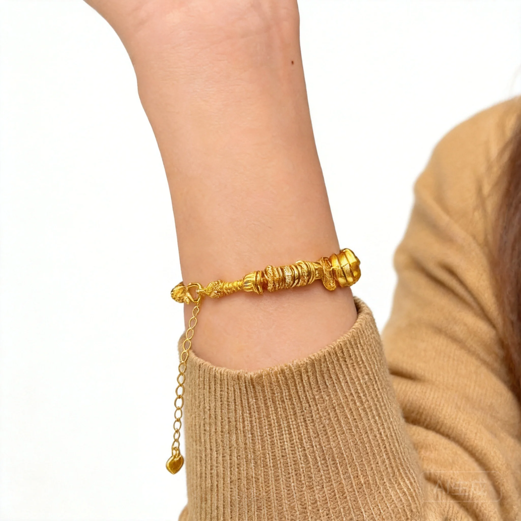 Chinese Feng Shui Lucky Golden Gourd Five Emperor Coins Bracelet Retro Handmade Wealth Attracting Good Luck Jewelry For Women