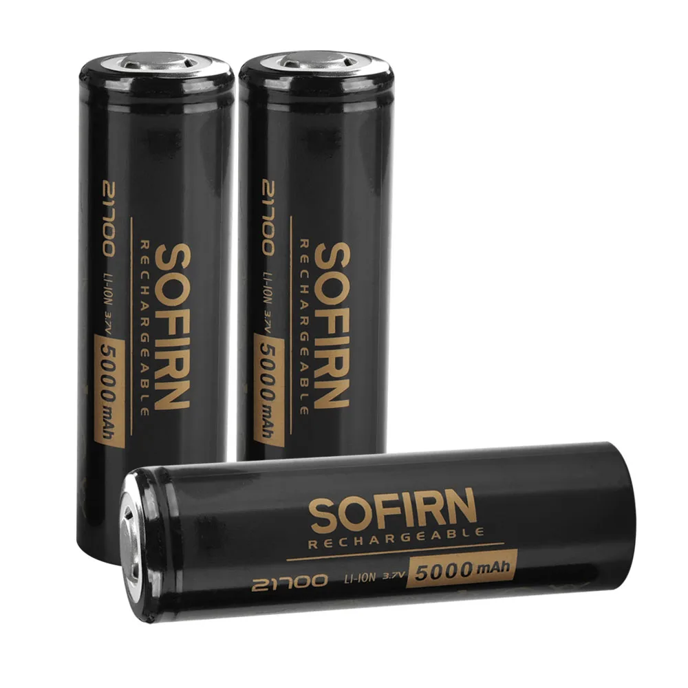 Sofirn 21700 5000mAh Battery Flat/Tip Head 3.7V 48A 10C Discharge HD Cell Lithium Reall Capcaity