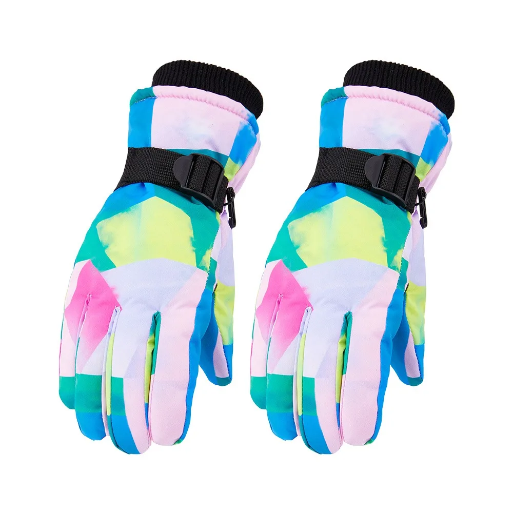 Cute Warm Children Ski Gloves Waterproof Non-slip Snow Gloves Windproof Thickened Kids Winter Mittens Ski