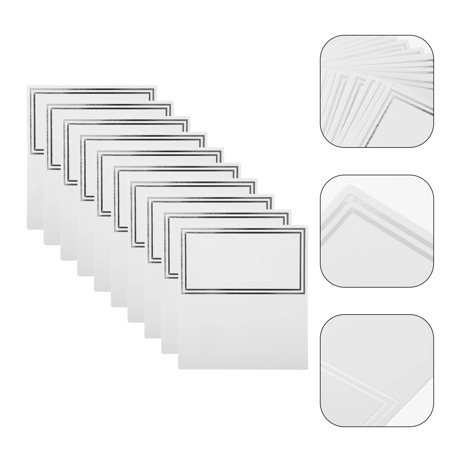 

50pcs Double-Frame Silver-Foil Tent Place Cards Smooth Surface For Wedding Party Banquet Table Name Seat Number Display Guest