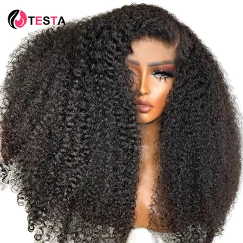 300% Dichte indisches Haar rohes menschliches Haar verworrene lockige HD transparente Spitze Frontal Perücken 12-30 Zoll natürliche Farbe für alle Frauen