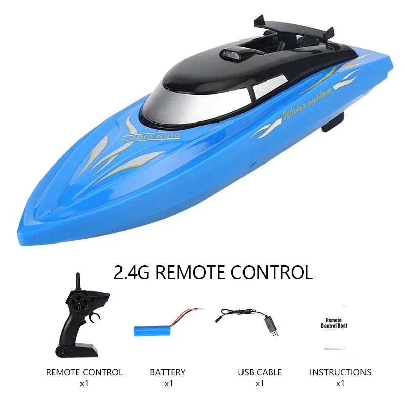 

RC Boat 2.4 Ghz Remote Control Speedboat Kids Toy High Speed Racing Ship Rechargeable Batteries For Children Gift