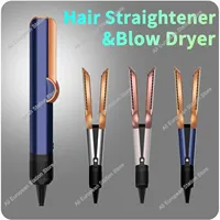 2 IN 1 Professional Hair Straightener & Hair Dryer Heat-Up Hair Flat Iron, Negative Ion Iron Long-Lasting Styling Tool