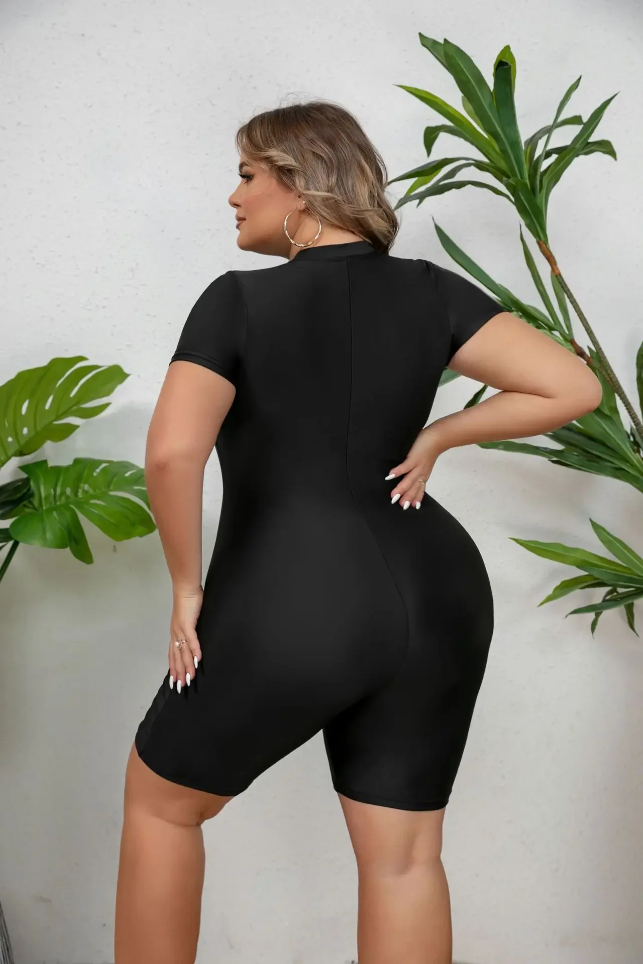 New Zipper Plus Size Swimwear Women One Piece Swimsuit Large Surfing Wetsuit Chubby Bathing Suit Beachwear Thong Monokini 4XL