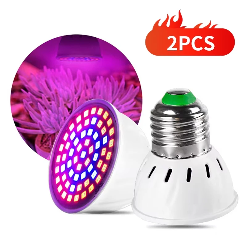 

2pcs Full Spectrum E27 220V LED Plant Grow Light Bulb Fitolampy Phyto Lamp For Indoor Plants Garden Hydroponics Grow Tent Box