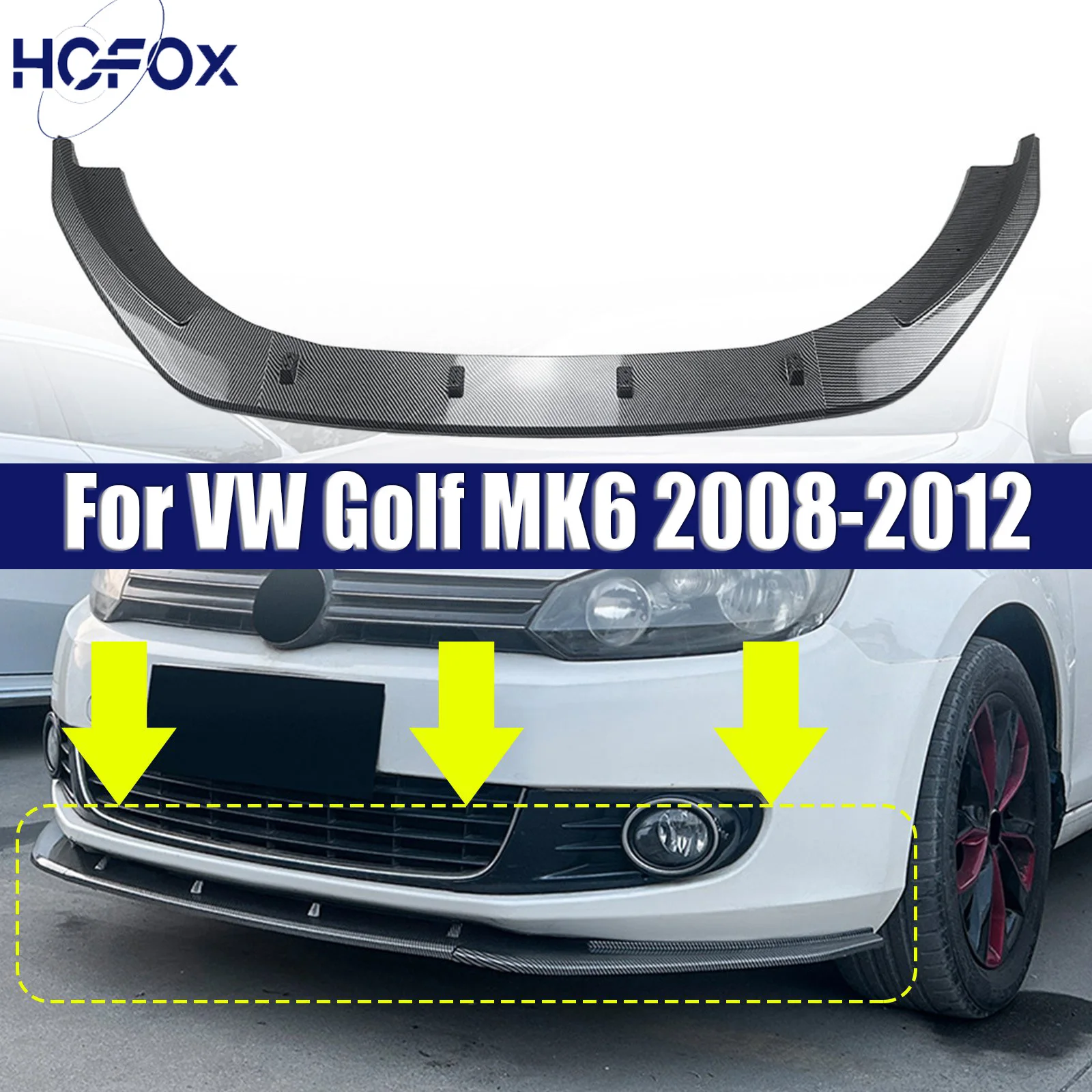 

For VW Golf MK6 2008-2012 Automobile Front Bumper Splitter Lip Splitter Body Modification Kit
