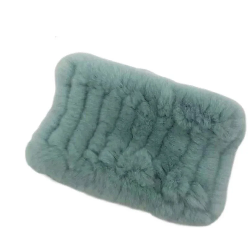 

Winter Real Rex Rabbit Fur Neck Warmer for Women Knitted Fluffy Soft Scarf Elastic Head Wraps
