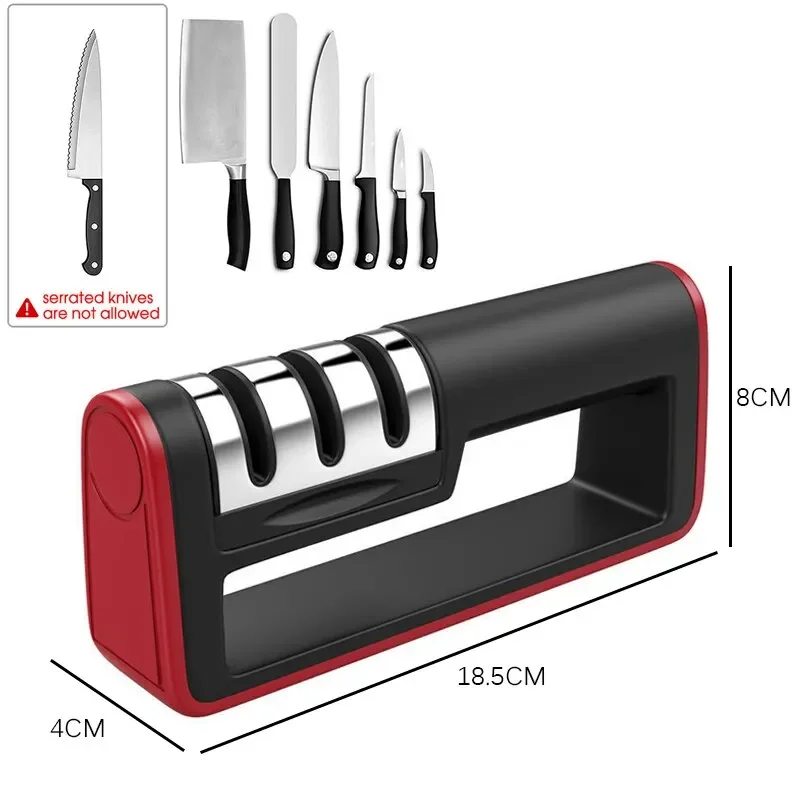Kitchen 3-Segment Knife Sharpener Household Multi-Functional Knife Sharpening Grinder Hand-Held Three-Purpose Sharpening Stone