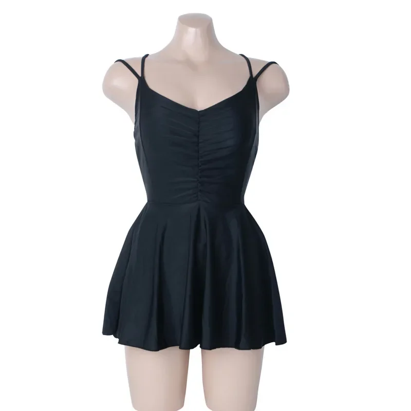 الكورية الأسود الرسن ملابس النساء فستان 2024 مثير قطعة واحدة ملابس السباحة عارية الذراعين ثوب السباحة كشكش الصيف ملابس الشاطئ Monokini