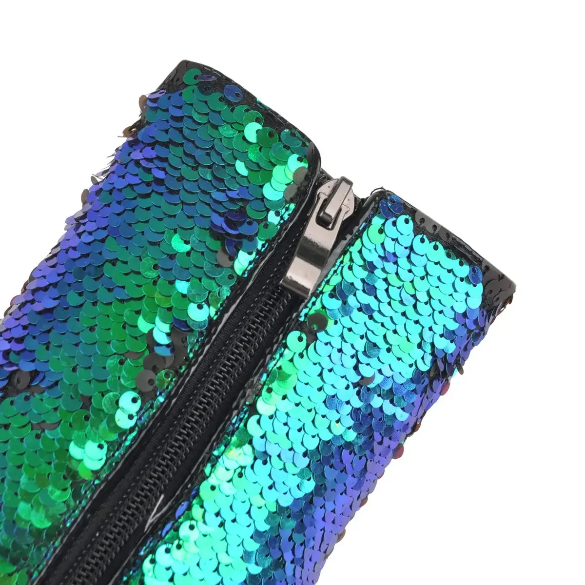 Green Gold Sequined Cloth Ankle Boots Women High Crystal Heels Silver Bling Color Changing Ladies Pointed Toe Zipper Ankle Boots