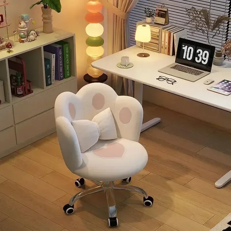 Hot Cat Paw Computer Rotating Chair Super Soft Home Comfortable Dormitory Liftable Makeup Chair Learning Internet Celebrity Cute