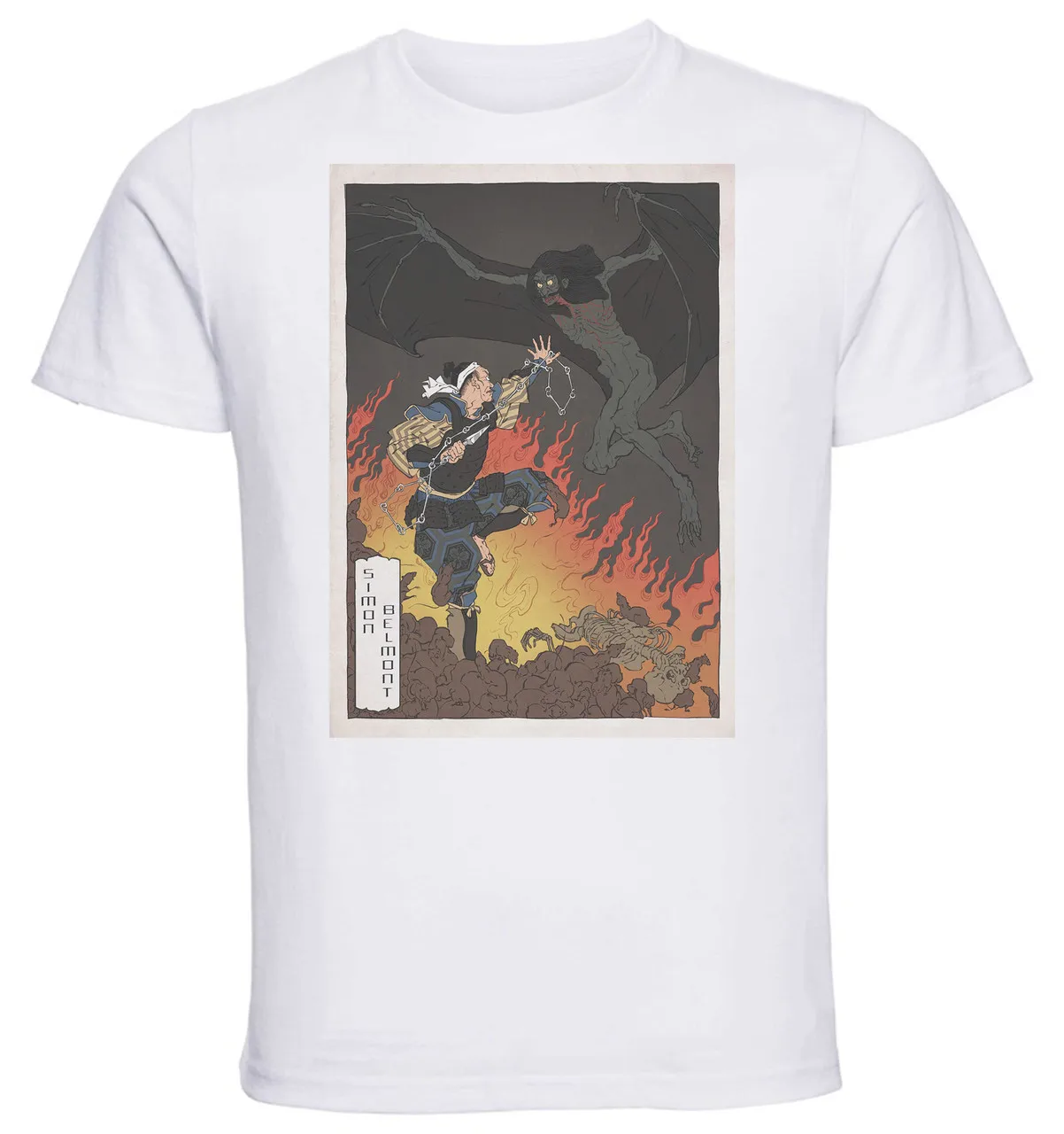 

Футболка унисекс белая японская Ukiyo-e - Castlevania