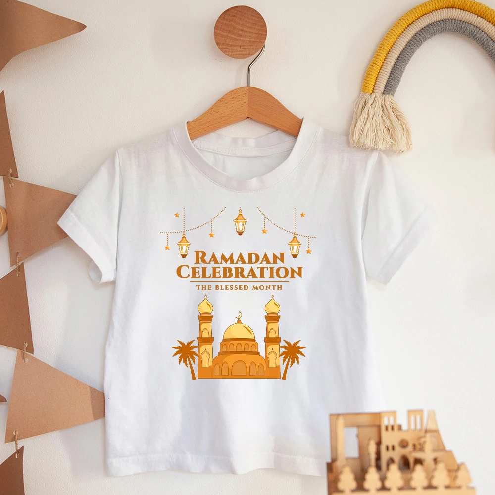 Ramadan Celebration The Blessed Month Print Kids Shirts Toddler Outfits T-shirt Boy Girl Clothes Children Ramadan Gift Shirt