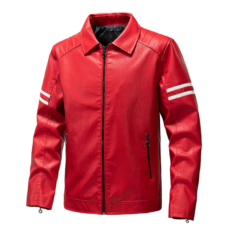 Maidangdi Männer Farbe blockiert modische Jacke Revers lässig Außenhandel Frühling Herbst Stil Reiß verschluss Slim Fit Motorrad Top