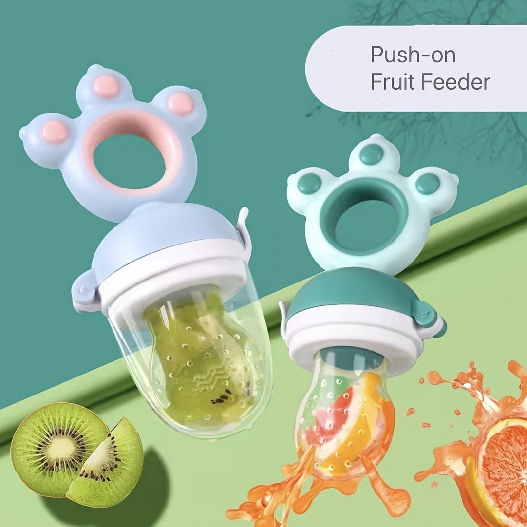 4pcs/2pcs/1pc New Rotate Push-Type Fruit Feeder, Paw Baby Food Feeder, Silicone Fresh Food Feeder Pacifier,Baby Feeding Tool