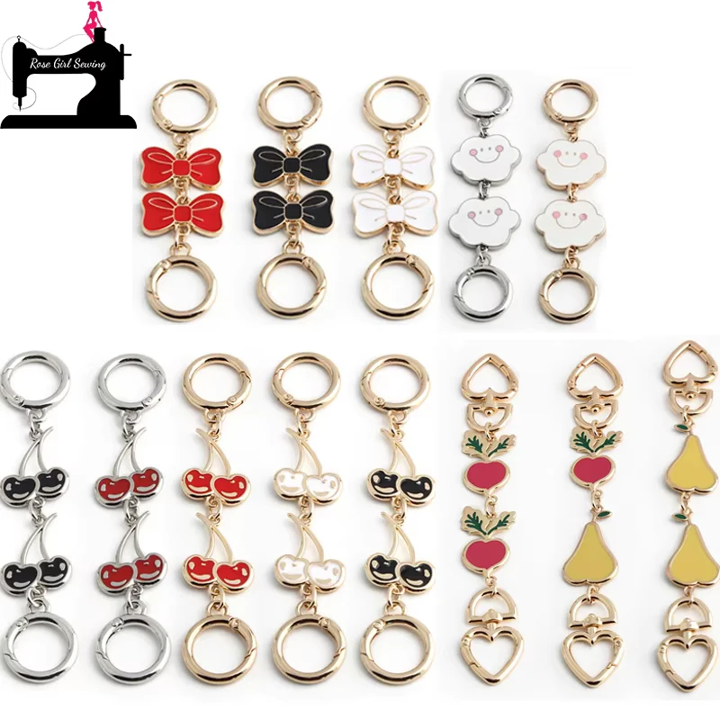 

105-190MM Bow/Pear/Radish Shape Bags Extension Chain With Spring Ring Crossbody Charm Shoulder Pendant Short Strap Accessories