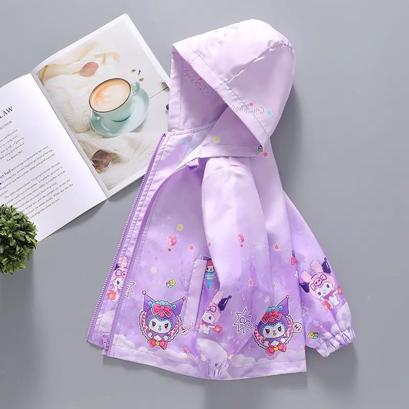 

Kawaii Kuromi Sanrio Children Cute Long Sleeve Jacket Children Cartoon Windbreaker Hooded Jacket Birthday Gift for Kids