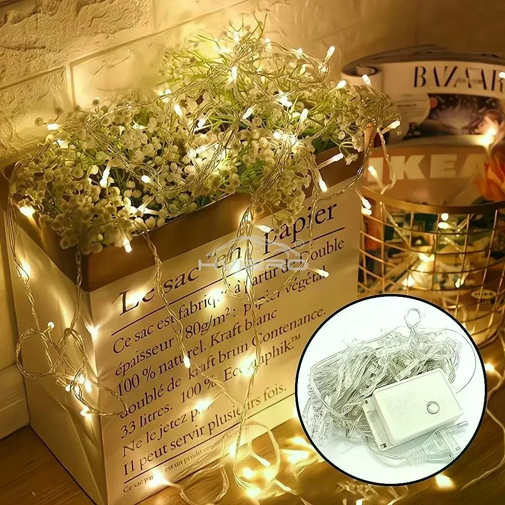 Tira de Luz de Natal com 100LED Cordas, Flash, Feriado, Decoração, Festa, Atmosfera de Casamento, Jardim, Confissão, Iluminação de Teto, 10m