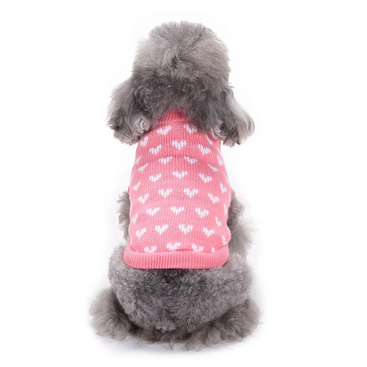 

Dog Sweater Knitting Heart Pattern Warm Pet Clothes For Small Medium Dogs Long Lasting Fibre Material Winter Knitting