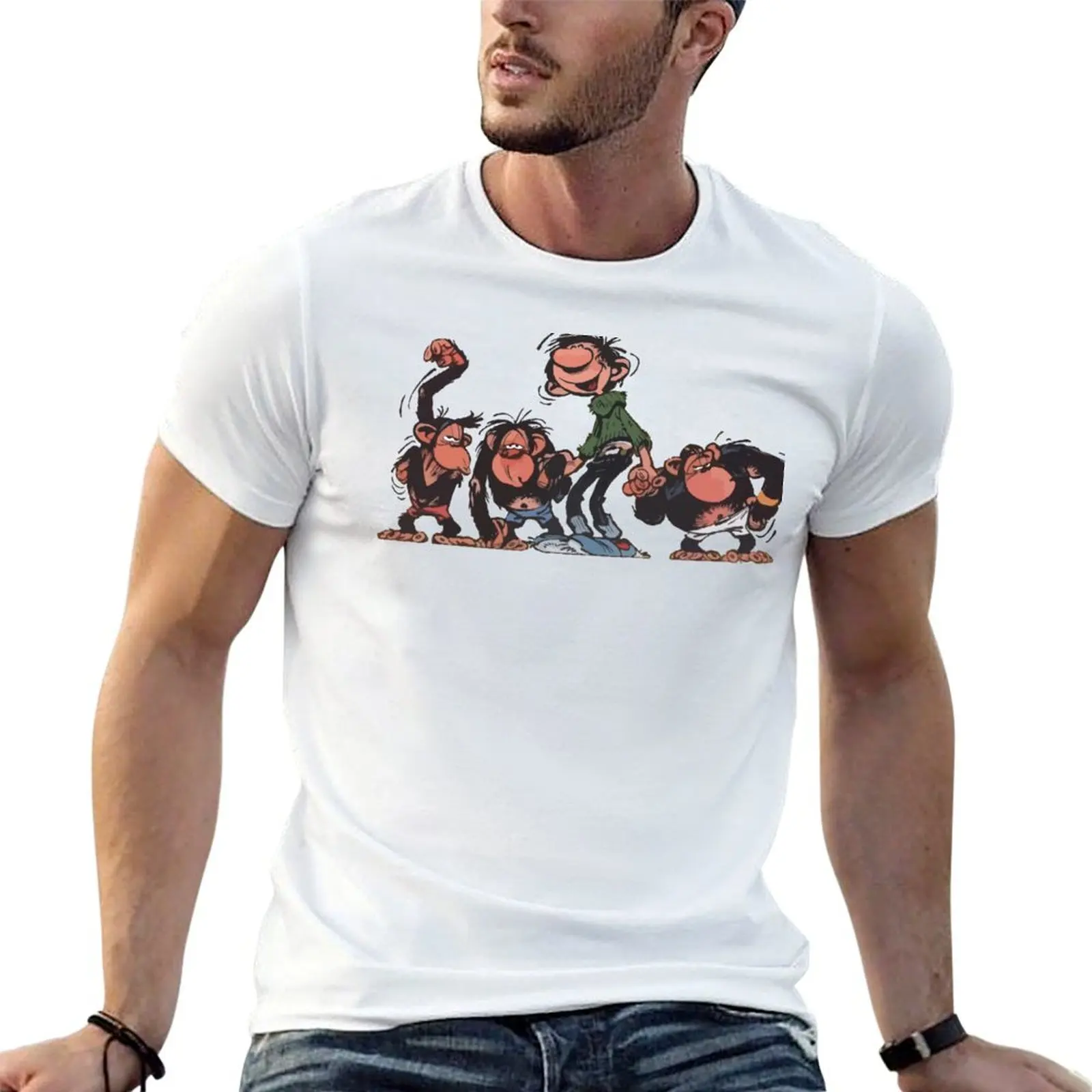 

Gaston Goof with Monkeys T-Shirt man t shirts high quality luxury brand t shirts for man cotton T-Shirt