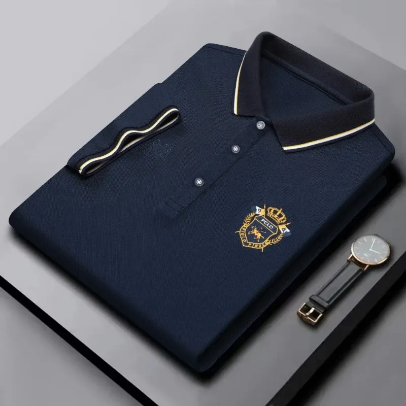 New Mens Embroidered Polo Shirts Summer Short Sleeve Shirt Luxury Top Lapel Streetwear Men Breathable Lightweight T Shirt Homme