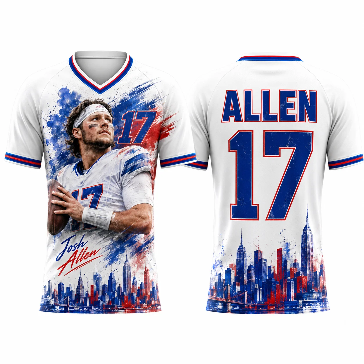 2026 Josh Allen # 17 Rugby-Trikot, American-Football-Shirt, Sommer-Sport-T-Shirt, schnell trocknend, für Herren, Kinder, Damenbekleidung ﻿ – Detail 4