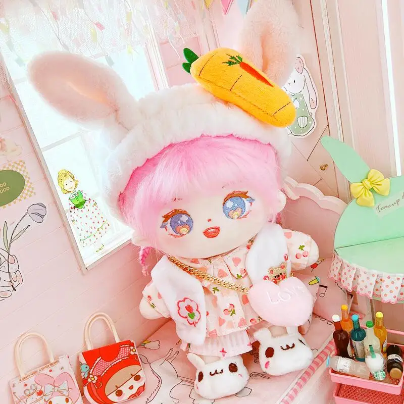 

20cm IDOL Doll Pink Hair Cotton Baby Anime Plush Star Dolls Cute Stuffed Customization Figure Toys Doll Plushies Toys Fans