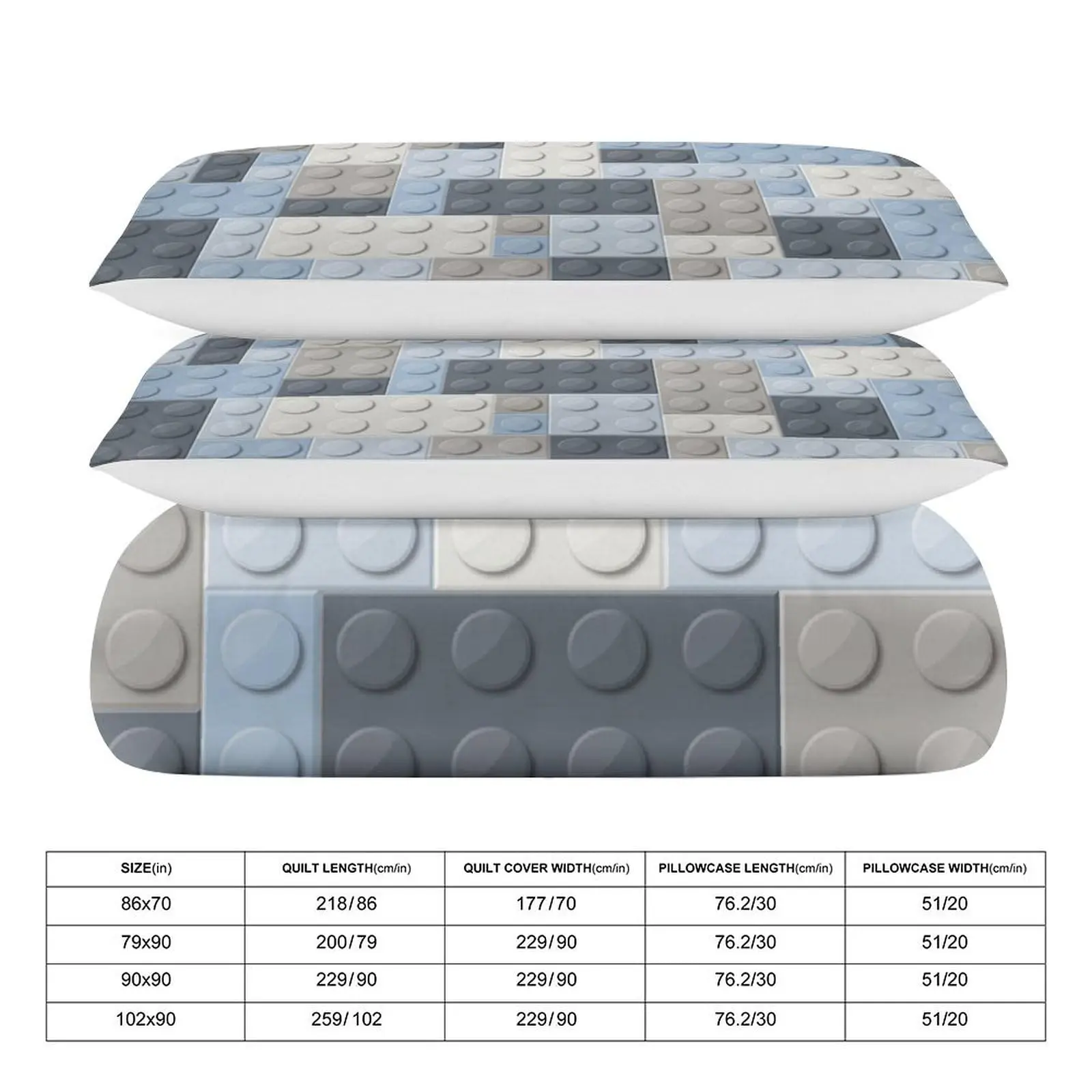 Watercolor Building Blocks Kids Duvet Cover Sets,Colorful Bricks Toddler Bedding Set,Boys Girls Adults Room Decor 3