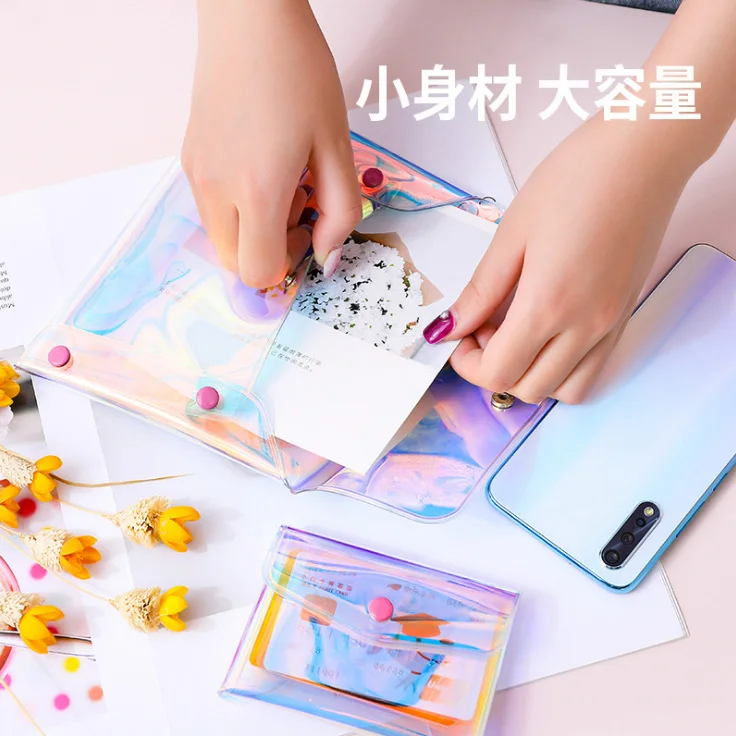 PVC Transparent Storage Bag Women Cosmetic Card Holder Stationery Organizer Portable Bags Toiletry Multifunction Purse Wallet