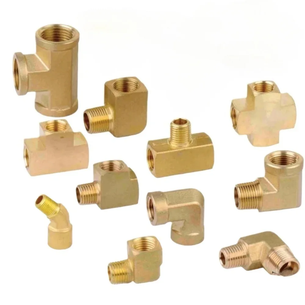 

1/8" 1/4" 3/8" 1/2" NPT Женский Мужской 45/90 градусов Коленчатый тройник 3-ходовой Крестообразный 4-ходовой латунный фитинг для труб Пневматический воздух Вода