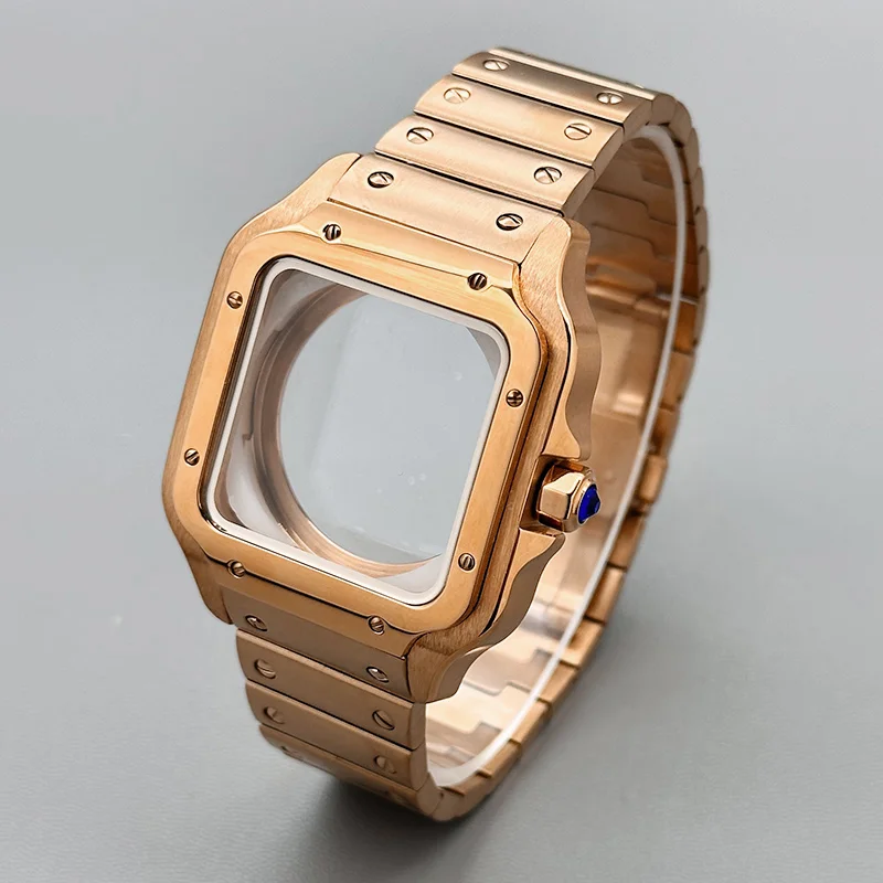 Mod 38mm Transparent Back Santo Case Strap Set NH35 Watch Case Fit For 7S26 NH35 NH36 Movement 27.5mm Dial Men's Watch Case
