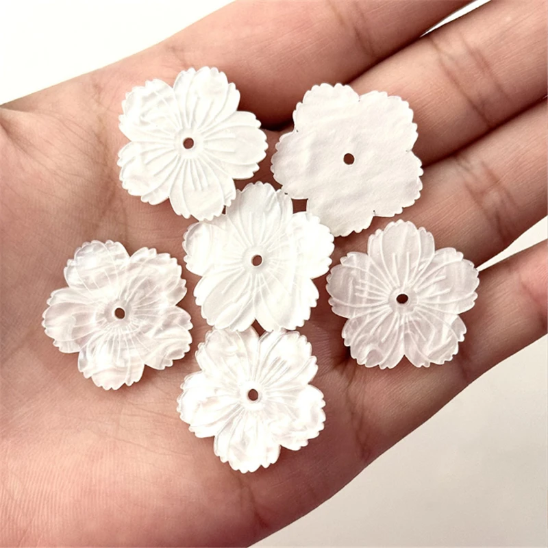10Pcs Acetic Acid 25MM Torus Imitation Shell Resin Flower Beads Cap Sakura Charm Connectors Diy Hair Jewelry Making Accessories