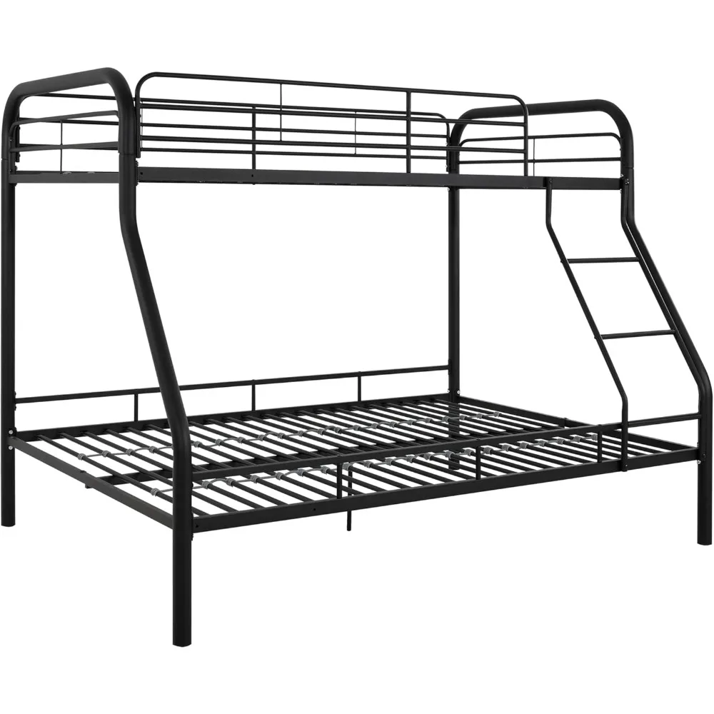 Bunk Beds Twin Over Full Size, Heavy Duty Metal Bunk Bed with Safety Guardrails, Angled Ladder, Underbed Storage,800LBs capacity