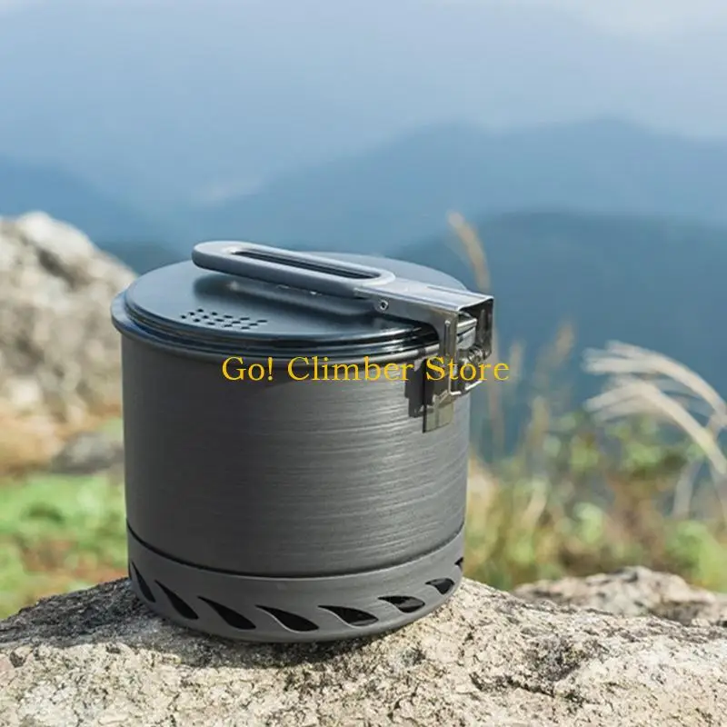 Q84C Portable Aluminum Alloy Backpacking Stove Pot Outdoor Heat Exchange Camping Cooking Pot Cooking Utensils Enduring