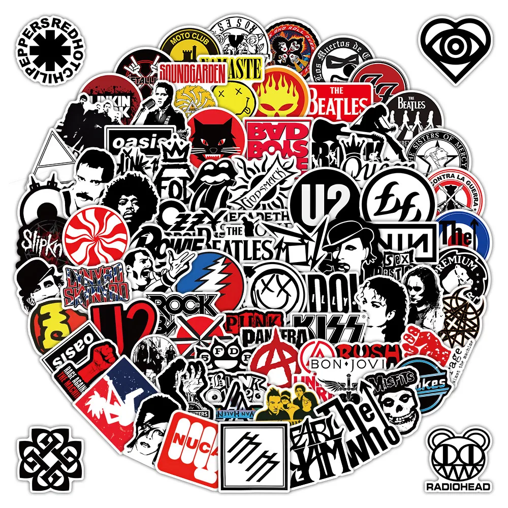 50 Pcs Classic Rock & Punk Band Stickers - Waterproof Decor for Phone Case Luggage Laptop Giajar Sticker Store