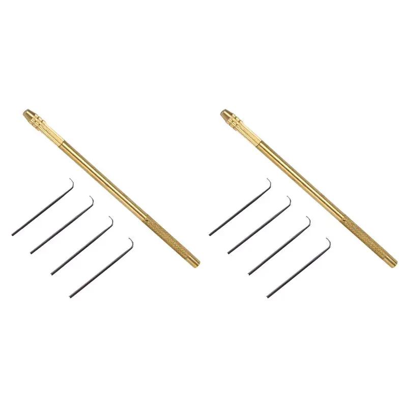 ABWZ-8Pcs Ventilating Needles +2 Brasss Holder Making/Repair Lace Wigs Toupee Hairpiece Wig Knotting Hook Sets Beaded Hook
