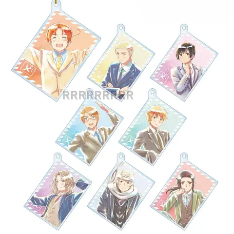 Chaveiro de Acrílico Anime APH: Bonecos do Reino Unido, EUA, Prússia, Japão, Itália, Alemanha, Dinamarca, França – Pingente para Presente