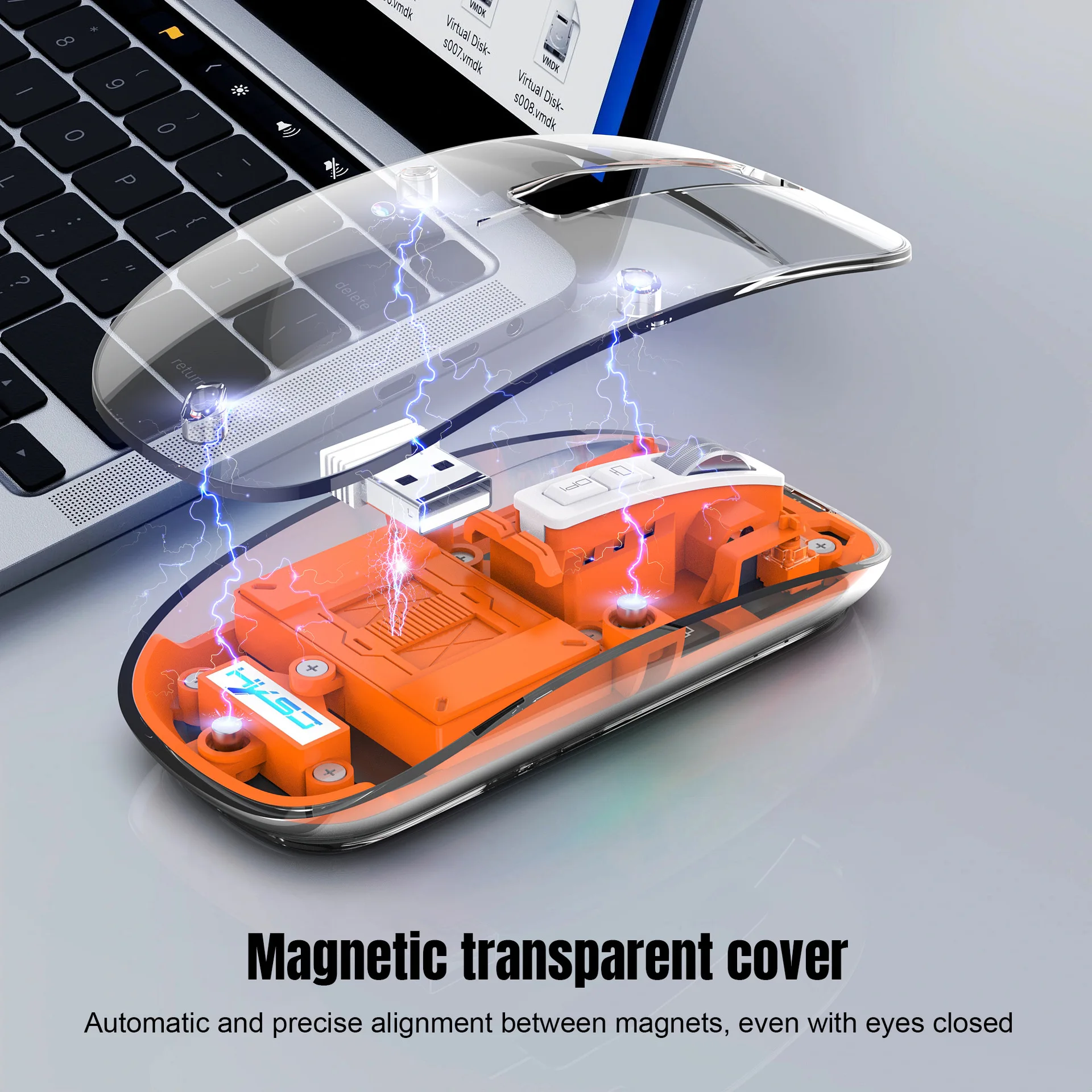 New Wireless Mouse Transparent Computer Mice Dual BT5.1 2.4G Adjustable DPI Magnetic Removable PC PS4 PS5 Mute Mouse