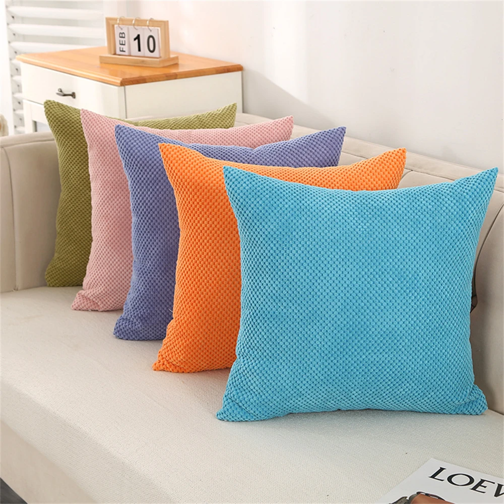 Corduroy Pillow Pillowcase Sofa Comfortable Zipper Home Decoration Pillowcase Living Room Solid Color Simple Home Decoration