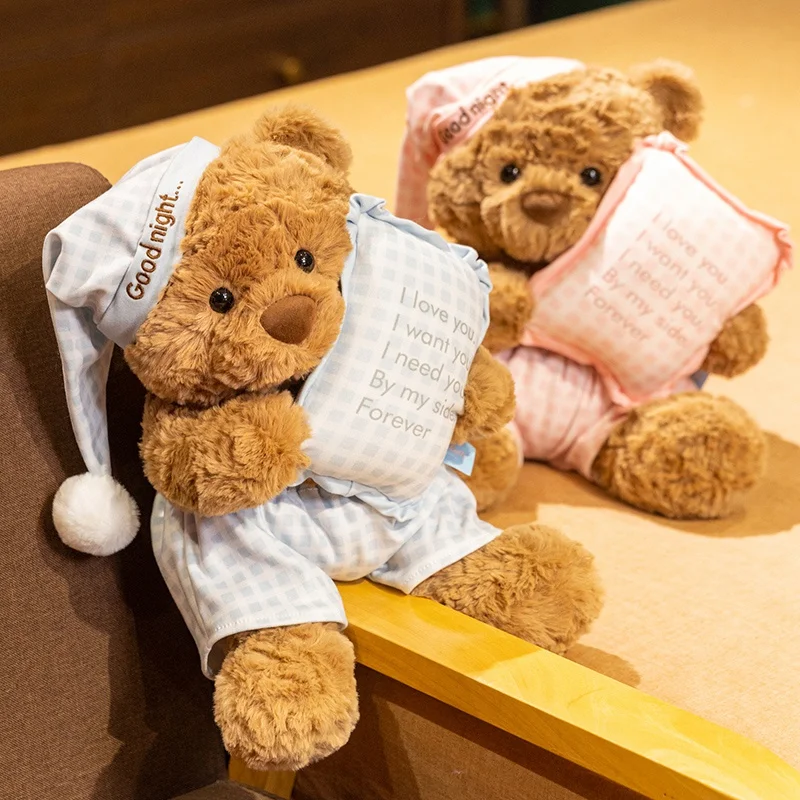 

Sweet Dream Pajamas Bear Plush Toys High Quality Cartoon Love Confession Bear Doll Fluffy Cozy Appease Doll Kawaii Room Decor