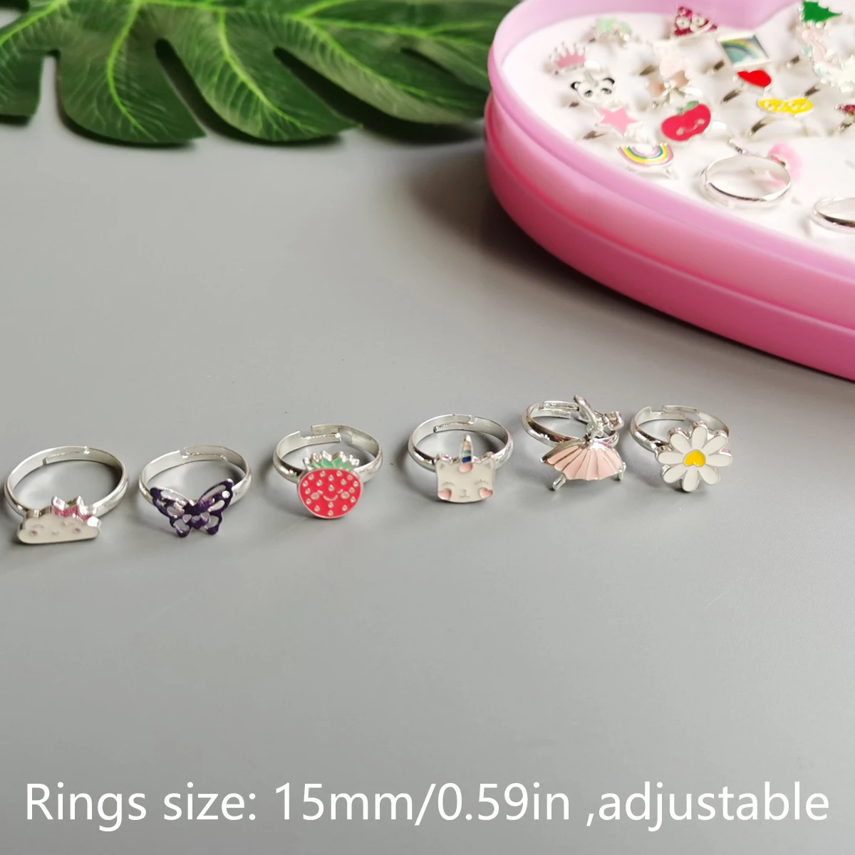 5pcs card Lovely Children's Cartoon Rings for girls Candy Flower  Shape Ring Set Jewellery Rings Kid Baby Toys Gift