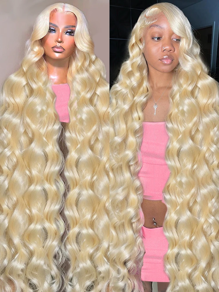 24 26 inch 613 Honey Blonde Body Wave Lace Front Human Hair Wigs Brazilian Colored HD Transparent Ready To Wear Wig