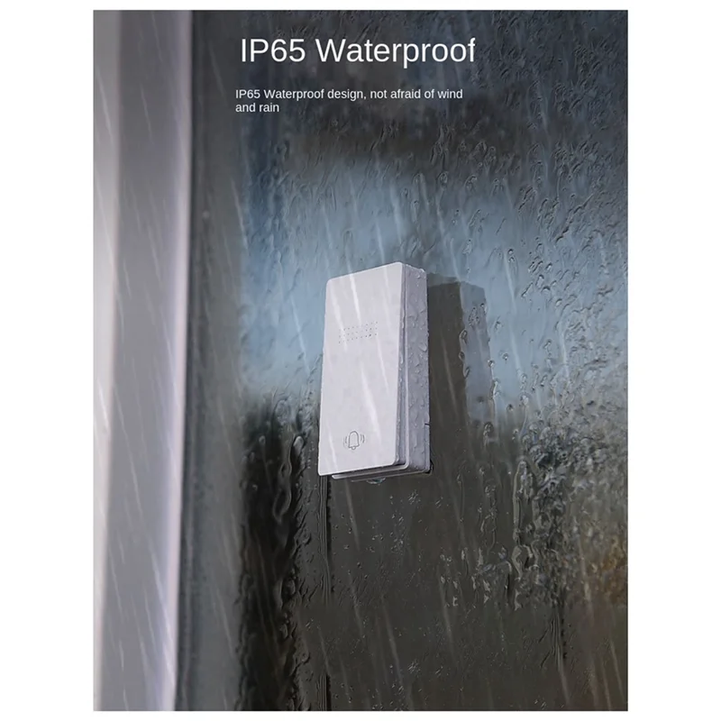 

ABSQ-Беспроводной дверной звонок Водонепроницаемый автономный 38-сильный дверной звонок Домашний уличный дверной звонок с дисплеем температуры Белый (ЕС) Du