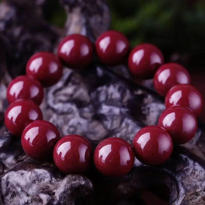 

Genuine Cinnabar Single Circle Smooth Bead Bracelet90%Content Men and Women Imperial Purple Clay Bracelet Retro