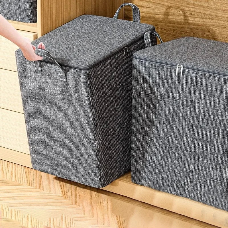 Non-woven Clothing Storage Box Quilt Storage Bag with Lids Zipper Foldable Wardrobe Large Capacity Dust-proof Storage Box